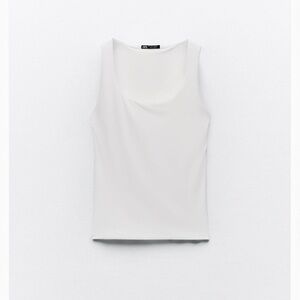 Zara White Wide Strap Polyamide Top T41